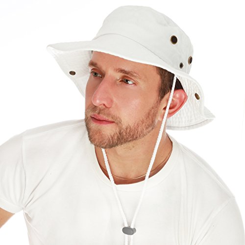 The Hat Depot 300N1510 Wide Brim Foldable Double-Sided Outdoor Boonie Bucket Hat (L/Xl, 2. Cotton - White) #TOP8