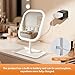 Touch-Sensitive Controls Vanity mirrorr, Makeup Mirror with LED Light, 2400mAh Rechargeable, 270-degree Rotation Adjustment,Beauty Vanity Mirror with Lights， Portable Travel, White, 3 Light Color