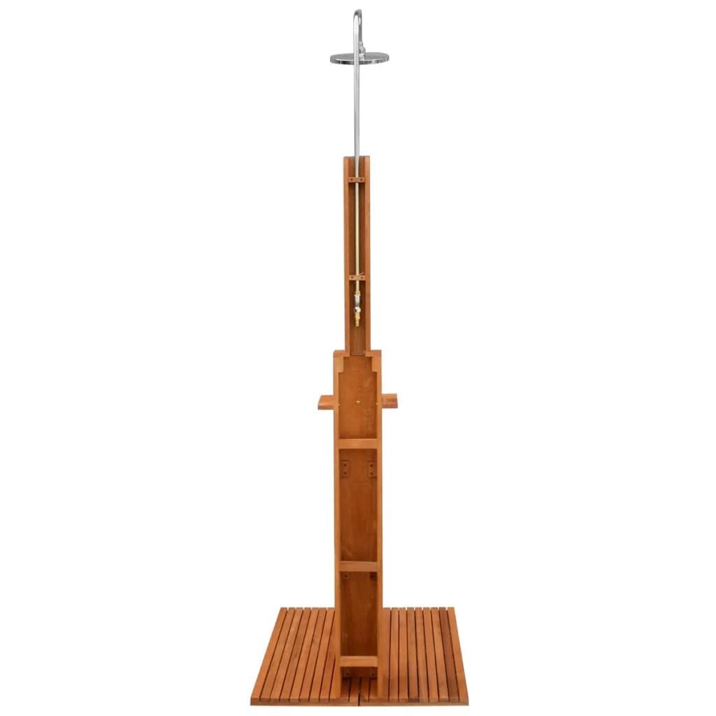 vidaXL Ducha al aire libre de madera de eucalipto y acero solar de pie junto a la piscina