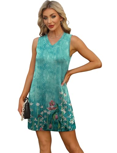 Image of BKRIVE V-Neck Summer Casual Beach Dresses for Women 2026 Vacation Women's Sleeveless Sundress with Split