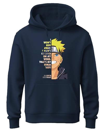 Image of Khakey Naruto Hoodie for Boys | Anime Printed Hoodies | Stylish Trending Winter Wear Front Pocket | Navy Black Maroon Colour
