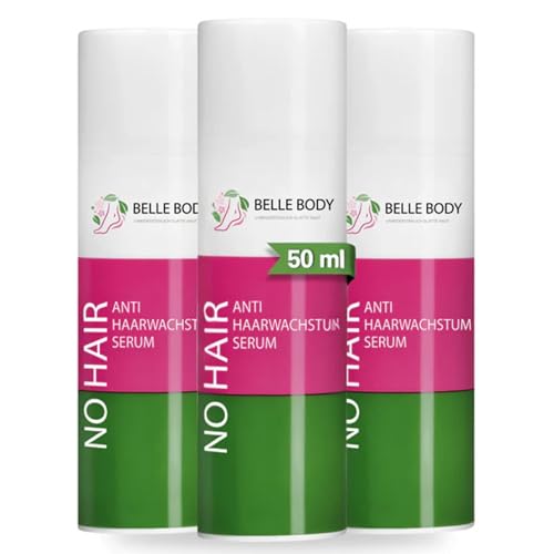 Belle Body Anti Haarwachstums-Serum – Mit CapiSlow™ & Vitamin B3, reduziert effektiv Haarwachstum, pflegt & beruhigt die Haut, ideal nach der Haarentfernung – Für Gesicht & Körper (50 ml (3er Pack))