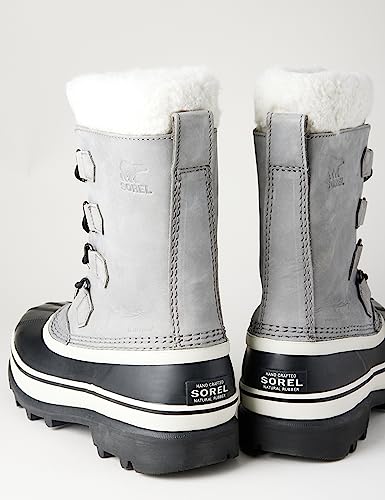 Sorel Women's Caribou Mid-Calf Leather Snow Boot, Shale/Stone, 8.5M #TOP6