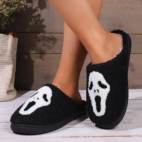 Scream Ghostface Slippers, Halloween Pumpkins Slippers Soft Plush Spooky Slides For Women Men2