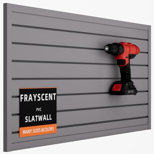 FRAYSCENT Slat Wall Paneling Garage Slat Wall Storage Systems, Slatwall Panels 4x2 ft PVC Wall Panels Grey Slatwall Garage Storage & Organization Products