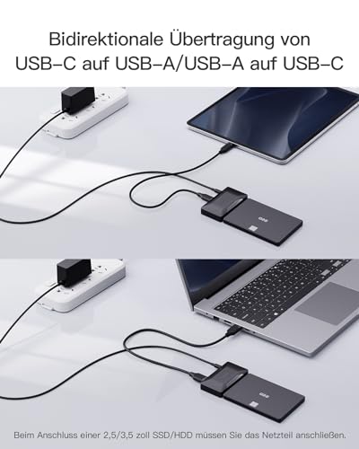 USB-SATA-Adapter Inateck für 2.5/3.5 Zoll SSD/HDD mit USB 3.2 Gen 2