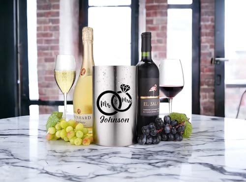 Generic Personalized Wine Chiller - Champagne Chiller - Stainless Steel Double Wall Wine Cooler - Wine Gifts - Wedding Gifts thumb #3