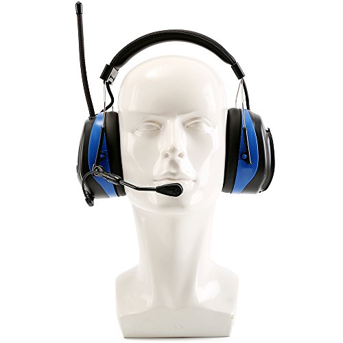 Protear Digital Radio Ear Muffs, Ear Hearing Protection Earmuff With Boom Microphones, Bluetooth Am Fm Radio Headphone For Mowing Outdoor (Blue) #TOP2