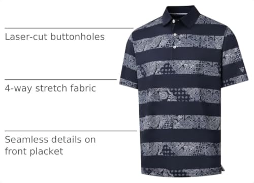 Image of Golf Shirts for Men Dry Fit Short Sleeve Print Performance Moisture Wicking Polo Shirt