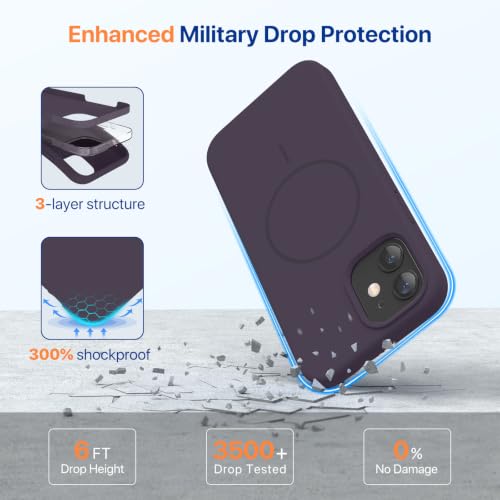 Image of Miracase Magnetic for iPhone 12 Case /iPhone 12 Pro Case, [Soft Anti-Scratch Microfiber Lining], Compatible with MagSafe, Liquid Silicone Shockproof Drop Protection Phone Case for 12 /12 Pro,Dark Purple