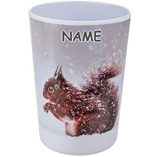 alles-meine.de GmbH Geschirr Motivwahl & Artikelwahl__ Trinkbecher/Zahnputzbecher/Malbecher - Eichhörnchen im Schnee - inkl. Name - Weihnachtsmotiv - Weihnachten - Becher ..