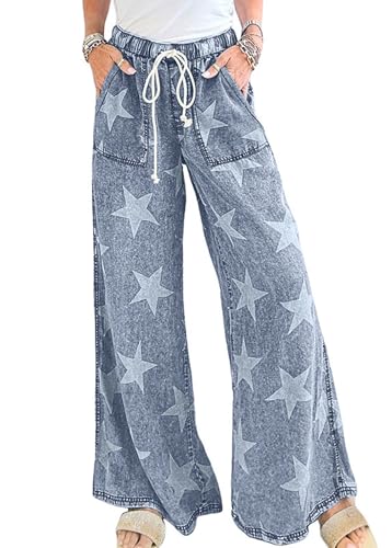 Amazon.com: CHARTOU Women Baggy Wide Leg Drawstring Jeans