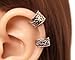 Handmade Silver 2Pcs Ear Cuffs Non-Piercing Earrings, 925 Sterling Silver, Fake Cartilage Helix Non-Pierced Ear Clip on for Women, Tiny 2 x Wide Band Floral Design Ear Wrap, By Miya Jewelry