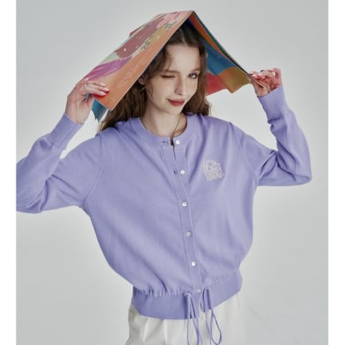 Womens Button-Down Cardigans Knit Stretchy Sweaters Drawstring Lightweight2