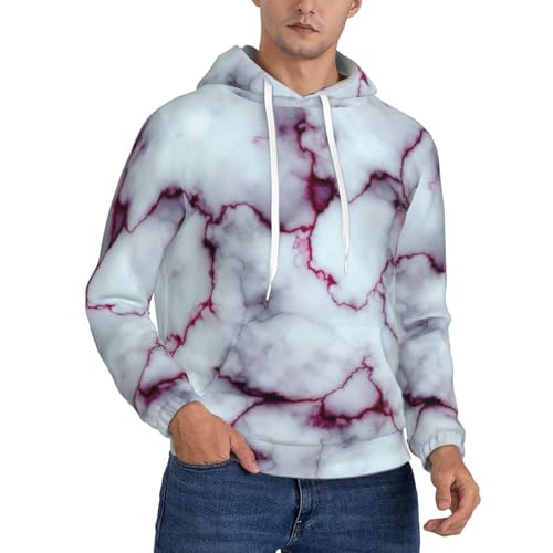 Sweat à capuche pour hommes imprimé texture marbre violet casual