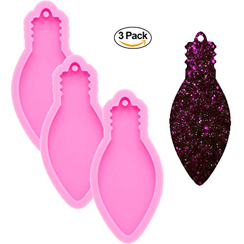 3 Pcs Glossy Shiny Christmas Light Bulb Keychain Silicone Mold With Hole For Diy Luggage Tag Trinket Crystal Desserts Earrings Pendant Cake Decoration Candy Pudding Fondant Mold #TOP1
