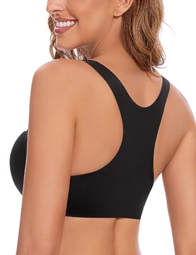 Image of Women's Push Up Racerback Front Closure Bras Seamless Plunge Padded Underwire Add 2 Cup Sizes Bra