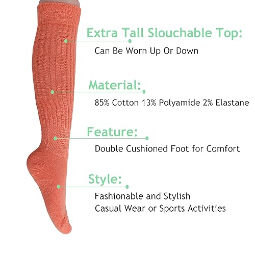 Image of AWS /American Made 3 Pairs Colorful Cotton Slouch Socks Pack for Women Shoe Size 5 to 10