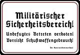 Blechschild 20x30cm gewölbt Militärischer Sicherheitsbereich Deko Geschenk Schild