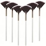 Professional Facial Mask Fan Brush Set, 6 Pack Soft Synthetic Bristles, White Handle with Rose Gold Detail, Face Mask Applicator for Clay, Mud, Peel, Serum