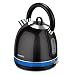 Produktbild SAMEBOO Edelstahl Wasserkocher Retro, 1,7 Liter Electric Kettle Teekocher mit LED Beleuchtung & Kalkfilter Trockenlauf- und Überhitzungsschutz Auto OFF 2200W Max. Schwarz