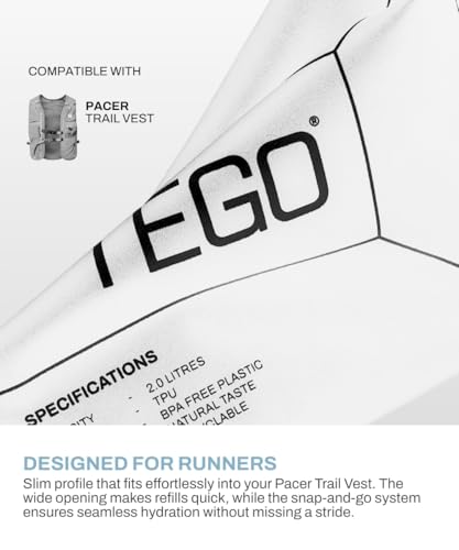 Image of TEGO Pacer 1L / 2L Hydration Reservoir | BPA-Free Running & Hiking Bladder | Snap-Lock Tube | Bite Valve | Compatible with Pacer Trail Vest