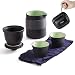 Produktbild Louty Travel Keramik-Teekannen-Set, chinesische Kung-Fu-Teekanne, Porzellan-Teetassen mit Tee-Ei, tragbare Tasche für Outdoor-Picknick grün