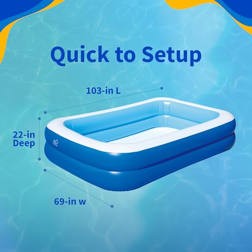 Image of Inflatable 103-in x 69-in x 22-in Deep Rectangular Family Pool with Cover