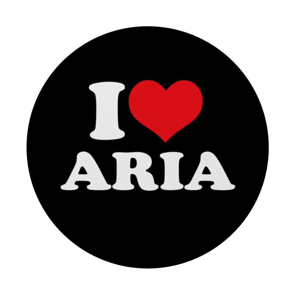 I Love Aria, I Heart Aria name PopSockets Swappable PopGrip, Black - Image 3