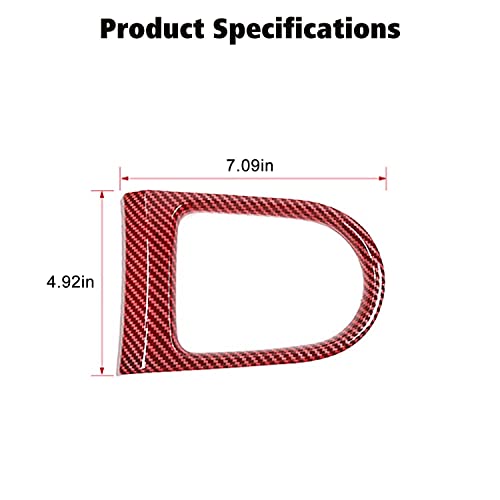 RT-TCZ Gear Shift Panel Frame Cover Interior Trim Sticker Accessories for Ford Mustang 2015 2016 2017 2018 2019 2020 2021 2022 (Red Carbon Fiber Grain) by RT-TCZ - Image 5