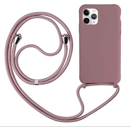 MEIVS Funda Compatible con iPhone 11 Pro, Ajustable Collar Correa de Cuello CordónCarcasa de Silicona-Loto Color