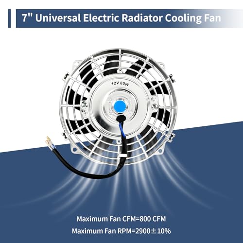 7 Inch Chrome Slim Push Pull Electric Radiator Cooling Fan Universal High Performance 12V 80W Motor with Fan Mounting Kit by moafaye - Image 5