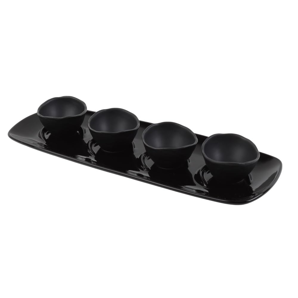 Holst Porzellan FD 132 SDS - Set di 5 fondute in porcellana "Ardesia", colore: Nero