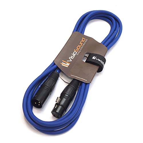 VisioSound Premium Microphone Lead Male XLR to Female XLR/Pro Noiseless Balanced Cable (3m, Blue)