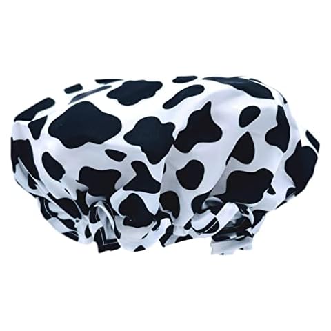 SMUG Shower Cap | Waterproof Shower Cap with Elastic Lining | Three Prints Available | Showers, Cooking, Spa Salon, Sleeping, Makeup | Shower Caps For Women UK Long Hair Short Hair | Cow Cover