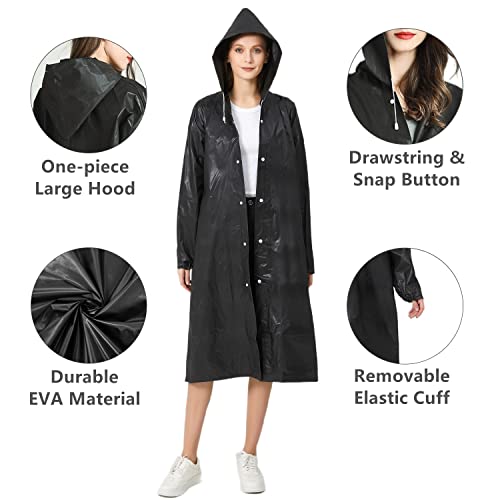 Image of Rain Poncho Raincoats for Adult Reusable - 2-5 Pack EVA Waterproof Rain Coat with Hood, Rain Gear for Men Women