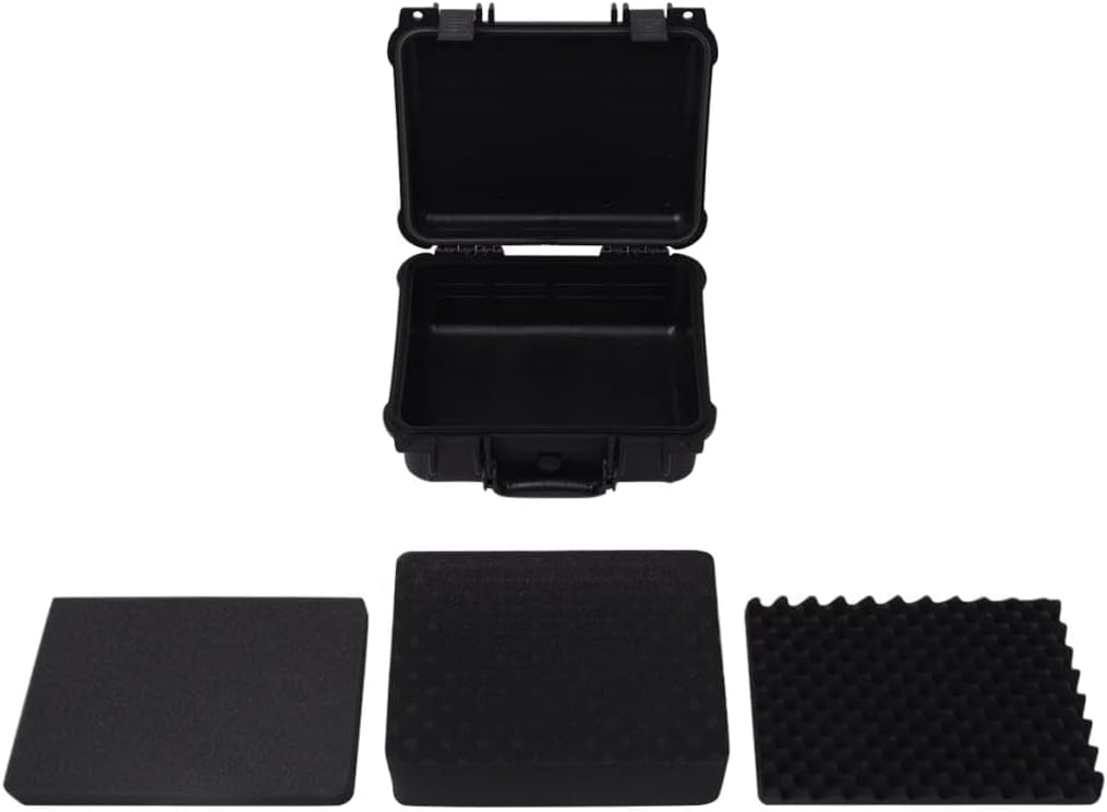 vidaXL Protective Equipment Case - Lightweight, Durable, & Temperature, with Pressure Valve and Watertight O-Ring - Includes 3 Removable Foam Inserts - Ideal for Camera, Lenses, Travel Gear