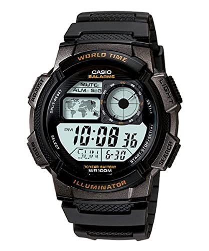 CASIO AE-1000W-3AVDF - Sveglia Uomo Con Movimento Giapponese, Display Digitale, World Time, Conto Alla Rovescia
