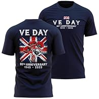 The Mens VE Day T Shirt features a striking Union Jack with poppies large back print and an 80th Anniversary chest design, perfect for street parties, commemorations, and celebrations of VE Day. Ideal for men and patriot wearers. This VE Day T Shirt ...