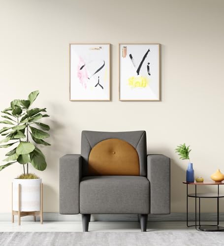 Image of Interio by Godrej Sofa Windle 1-Seater Fabric Sofa for Living Room, 3-Years Warranty, Solid Wood, Taupe and Camel