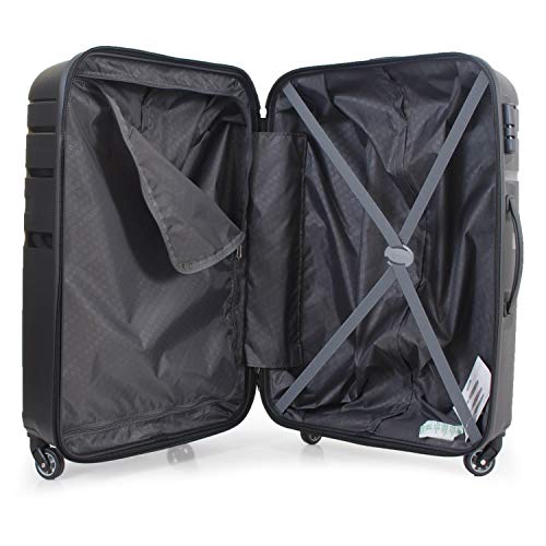 Image of American Tourister Large Polycarbonate Upland 4 Wheels Spinner 79 Cms Polypropylene Hardsided Check-in Luggage | Suitcase | Trolley Bag, Black, 38 Centimeters, 59 Centimeters