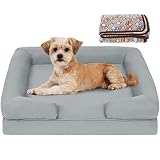 Small Dog Bed-Orthopedic Memory Foam Pet Bed, Washable Pet Bed with Fluffy Blanket, Waterproof Liner