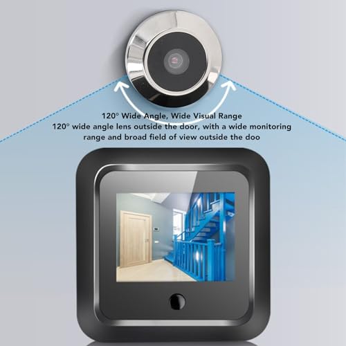Visualizador Porta Digital, Campainha Eletrônica 2,4 Polegadas Câmera Olho Mágico 0,3 MP e 120 Graus