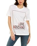 Love Moschino Womens Cotton Jersey 3D Multicolor Glitter Confetti T-Shirt, Optical White, 40
