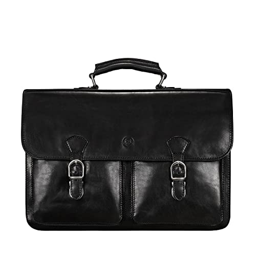 Image of Maxwell Scott - Mens Leather 17 inch Laptop Briefcase Satchel with Padded Strap - Made from Full Grain Hides - The Loreto Large
