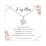 BMMYE Silver Necklaces for Women,Mom Gifts with Heart Birthstone Adjustable Sterling Silver Necklace for Women Birthday Gifts with Card for Mum Her