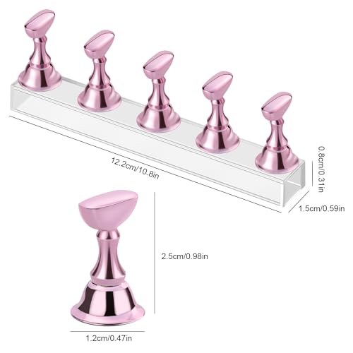 Etercycle Nail Stand Acrylic Nail Art Display Stand Practice Nail Holder for Painting Nails Magnetic Practice Stands with Double-sided Tape For DIY Salon Supplies (Pink) - Thumbnail 7