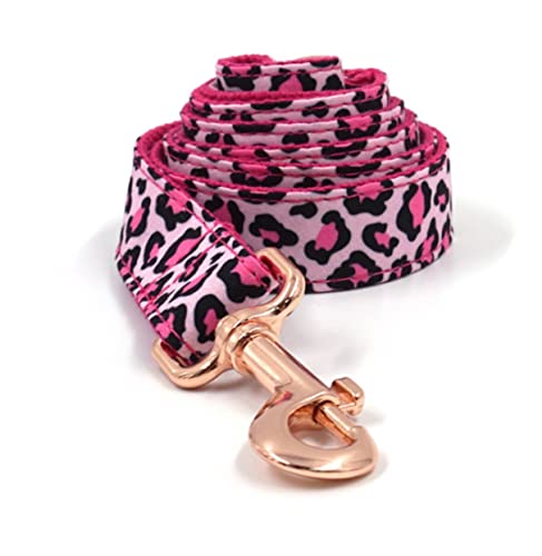 Collier de chien doux léopard rose grand chien 49-55cm confortable