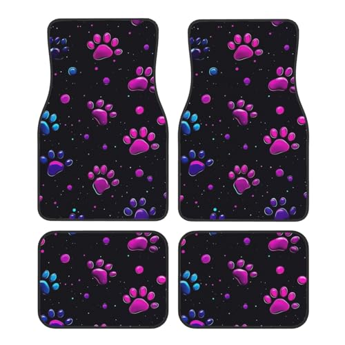 Mexpekil Set di 4 tappetini per auto al neon rosa e viola universali, antiscivolo, tappetini per auto, tappetini decorativi per auto, protezioni per tappetini per SUV, furgoncini, camion