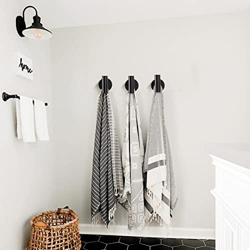 Budding Joy Towel Hooks For Bathrooms, Black Towel Hook Wall Mounted, Durable Stainless Steel Towel Hanger With Sleek Look, Heavy Duty Wall Hook For Hanging Coat Robe, Easy To Clean, 4-Pack #TOP6